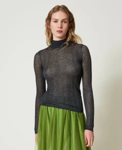 Figurbetonter Pullover Mit Rippenmuster Und Lurex