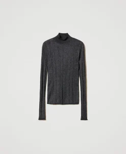 Figurbetonter Pullover Mit Rippenmuster Und Lurex