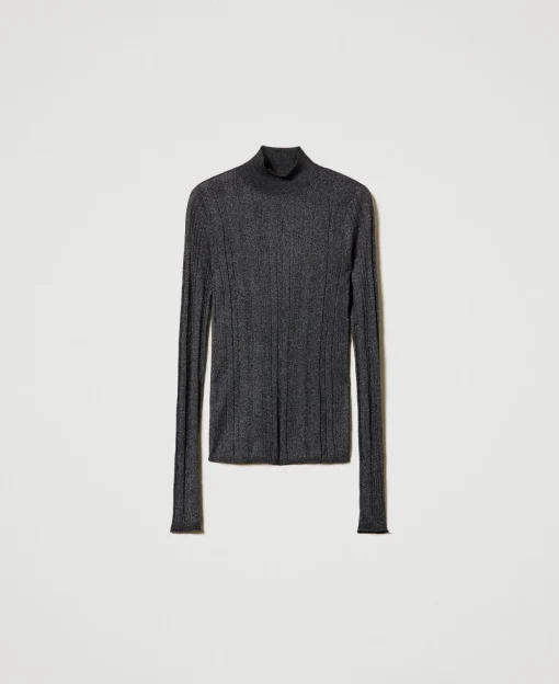 Figurbetonter Pullover Mit Rippenmuster Und Lurex
