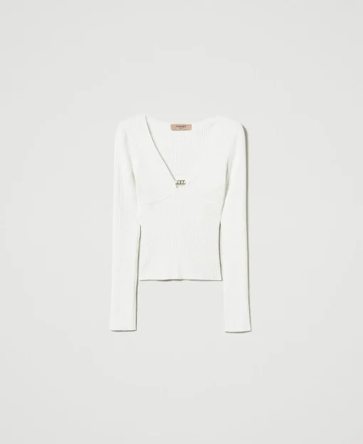 Figurbetonter Pullover Mit „Oval T“-Logo