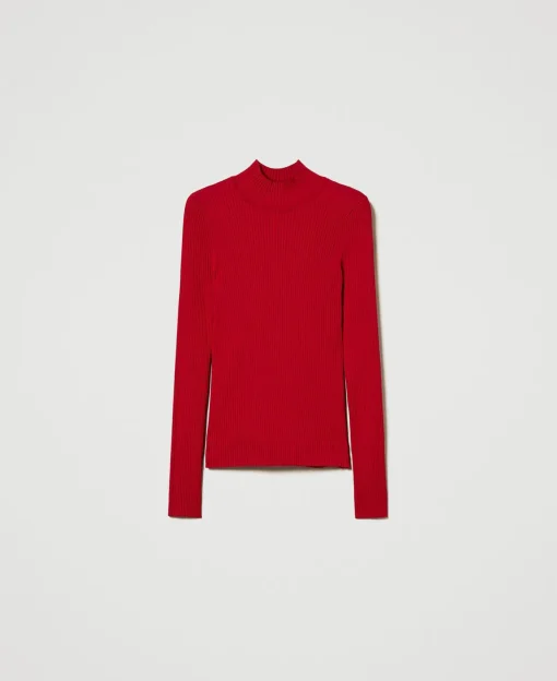 Figurbetonter Pullover Mit Rippenmuster Und Öffnung