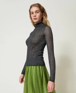 Figurbetonter Pullover Mit Rippenmuster Und Lurex