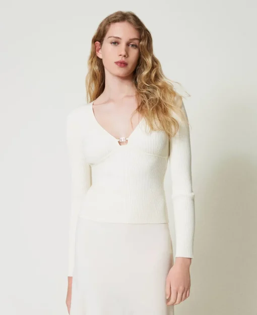 Figurbetonter Pullover Mit „Oval T“-Logo