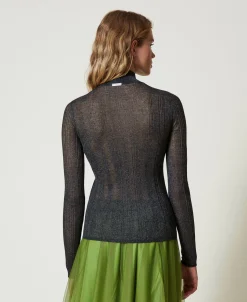 Figurbetonter Pullover Mit Rippenmuster Und Lurex