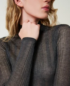 Figurbetonter Pullover Mit Rippenmuster Und Lurex