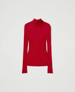Figurbetonter Rollkragenpullover Aus Viskose