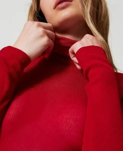 Figurbetonter Rollkragenpullover Aus Viskose