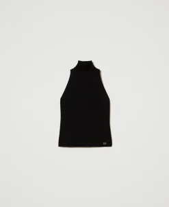 Figurbetontes Neckholder-Stricktop