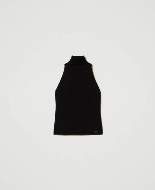 Figurbetontes Neckholder-Stricktop