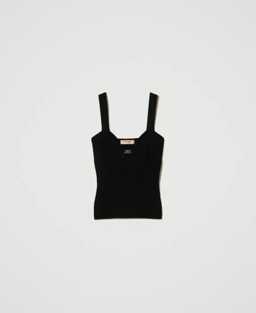 Figurbetontes Stricktop Mit „Oval T“-Logo