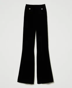 Flare-Fit-Strickhose Mit „Oval T“-Knöpfen
