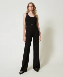 Flare-Jumpsuit Mit „Oval T“-Gürtel