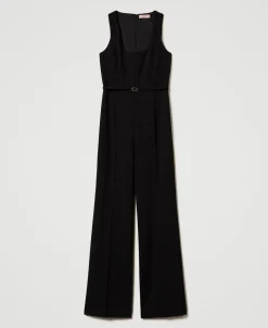Flare-Jumpsuit Mit „Oval T“-Gürtel