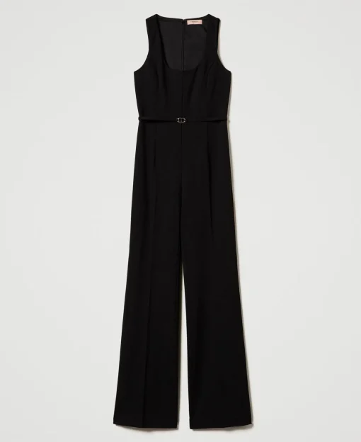 Flare-Jumpsuit Mit „Oval T“-Gürtel