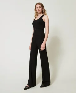 Flare-Jumpsuit Mit „Oval T“-Gürtel