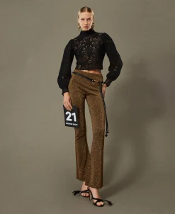 Flare-Strickhose Mit Lurex