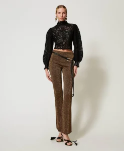 Flare-Strickhose Mit Lurex