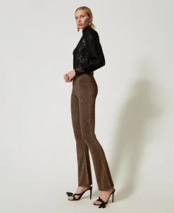 Flare-Strickhose Mit Lurex