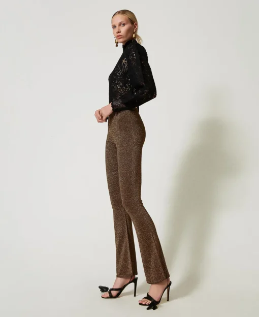 Flare-Strickhose Mit Lurex