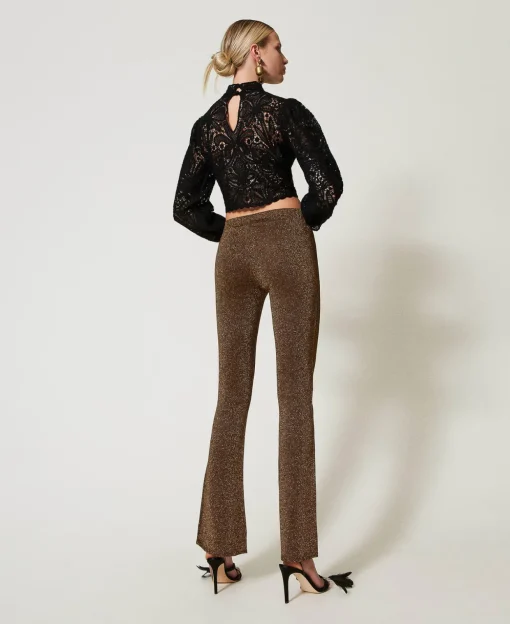 Flare-Strickhose Mit Lurex