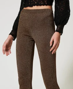Flare-Strickhose Mit Lurex