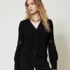 Gerippter Cardigan Mit Spitze