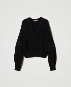 Gerippter Cardigan Mit Spitze