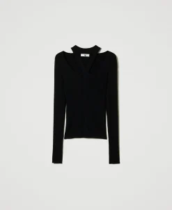 Gerippter Pullover Mit Cut-outs