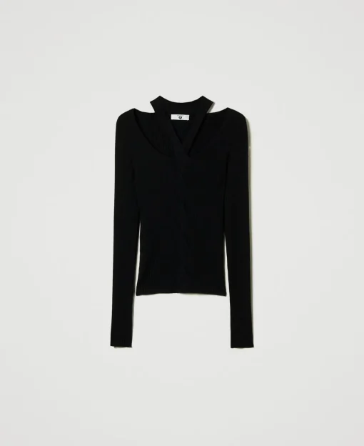 Gerippter Pullover Mit Cut-outs