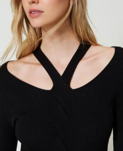 Gerippter Pullover Mit Cut-outs