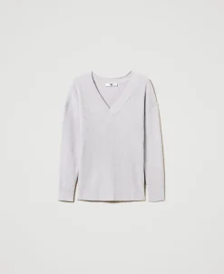 Gerippter Pullover Mit Schlitz
