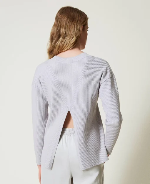 Gerippter Pullover Mit Schlitz