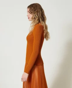 Gerippter Stehkragenpullover