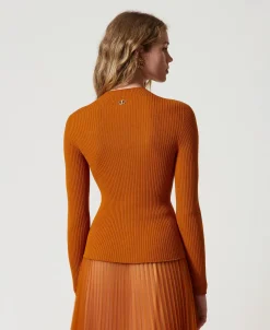 Gerippter Stehkragenpullover