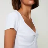 Geripptes T-Shirt Mit Knoten