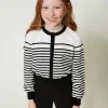 Gestreifter Cardigan Mit Jacquardlogo