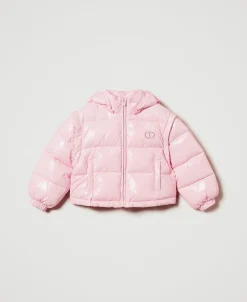 Glänzende Steppjacke Mit Sticklogo