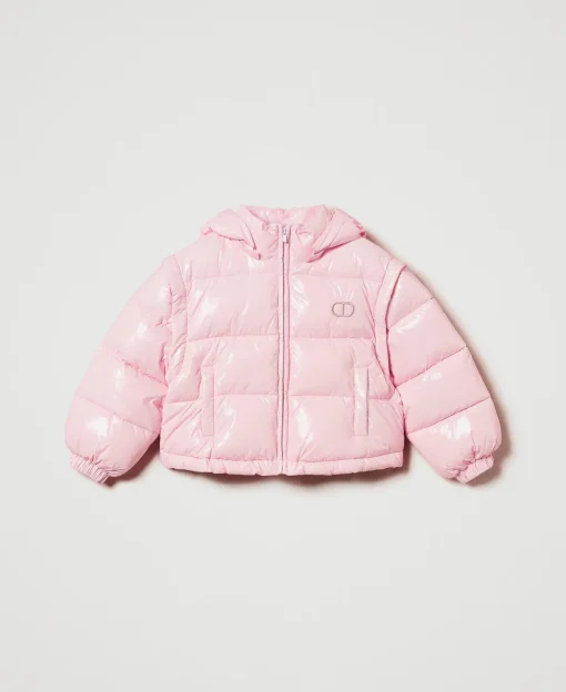Glänzende Steppjacke Mit Sticklogo