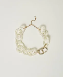 Halskette Mit Kettengliedern Aus Perlen Und Oval T