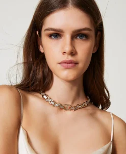 Halsnahe Kette Mit Strass Und Oval T