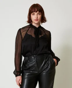 Hemd Aus Satin Und Chiffon