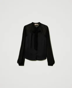 Hemd Aus Satin Und Chiffon