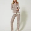 Herrenmäßiger Pyjama Mit Print Und Spitze