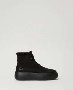 Hightop-Sneaker Mit Pelzimitat