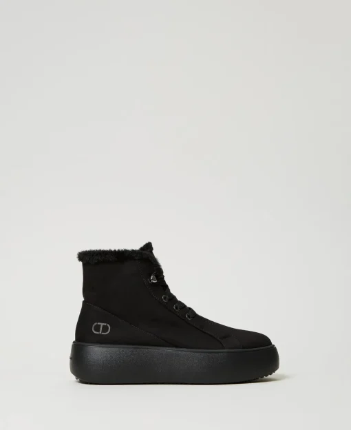 Hightop-Sneaker Mit Pelzimitat