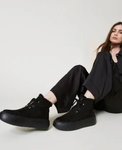 Hightop-Sneaker Mit Pelzimitat