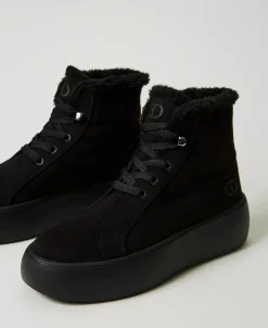 Hightop-Sneaker Mit Pelzimitat