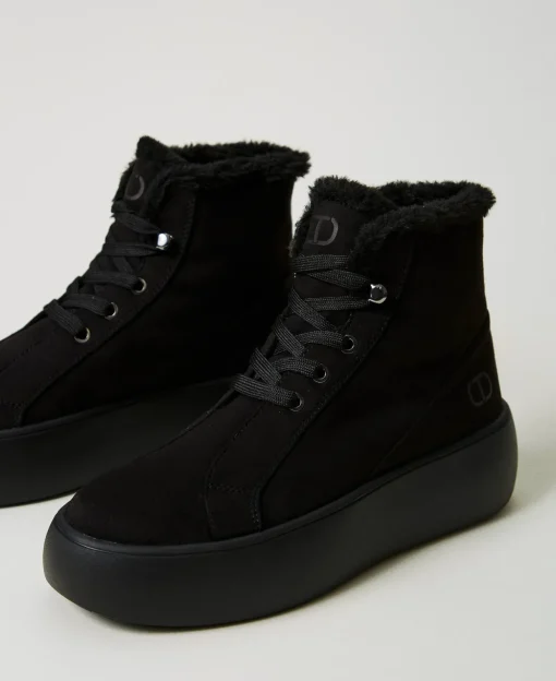 Hightop-Sneaker Mit Pelzimitat