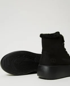 Hightop-Sneaker Mit Pelzimitat