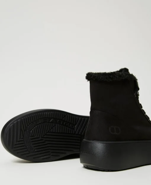 Hightop-Sneaker Mit Pelzimitat